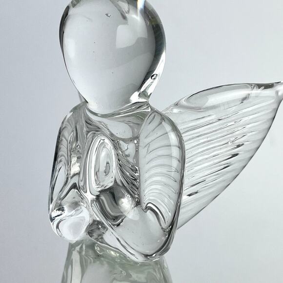 VTG Clear Glass Praying Angel Figurine Handblown Spiritual Elegant 7.25" tall - Picture 5 of 8
